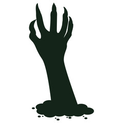 Spooky Halloween Zombie Hand Silhouette. Isolated Vector Illustration