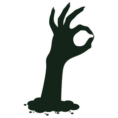 Spooky Halloween Zombie Hand Silhouette. Isolated Vector Illustration