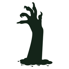 Spooky Halloween Zombie Hand Silhouette. Isolated Vector Illustration
