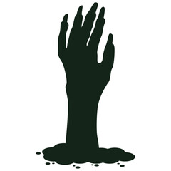 Spooky Halloween Zombie Hand Silhouette. Isolated Vector Illustration