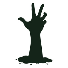 Spooky Halloween Zombie Hand Silhouette. Isolated Vector Illustration