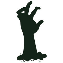 Spooky Halloween Zombie Hand Silhouette. Isolated Vector Illustration