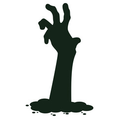 Spooky Halloween Zombie Hand Silhouette. Isolated Vector Illustration