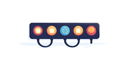 Fototapeta premium A row of colorful light indicators on a dark panel