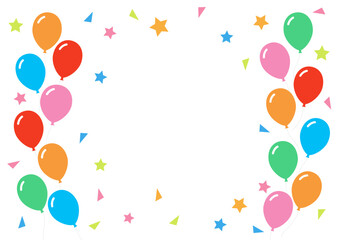 カラフルな風船と紙吹雪の背景