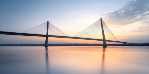 Obraz premium Majestic Cable-Stayed Bridge at Sunrise
