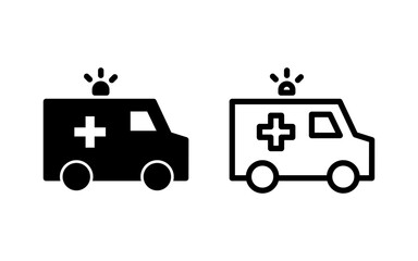 Ambulance icon vector illustration. ambulance truck sign and symbol. ambulance car