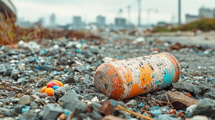 Obraz premium Consequences of Environmental Pollution: A Wasteland