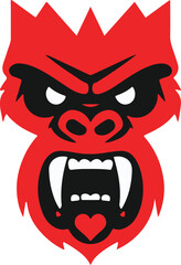 gorilla vector design illustrator , logo style black and red color