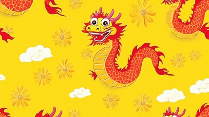 Obraz premium Happy dragon pattern, festive design