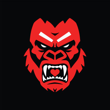 recommend clip art: gorilla vector design illustrator , logo style black and red color