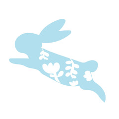 Fototapeta premium Coelho da Páscoa Azul Floral