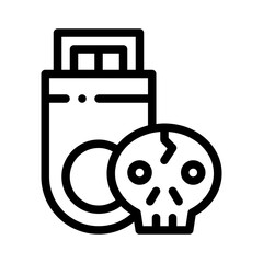 usb skull line icon