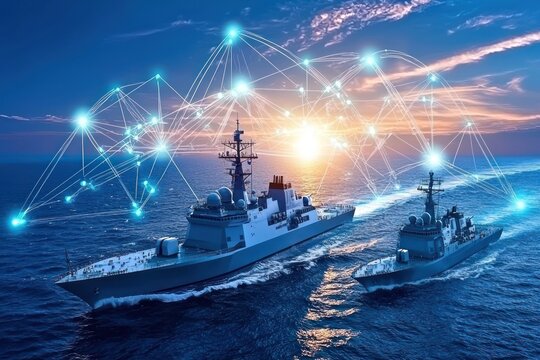 Networked Warships Navigating the Open Ocean