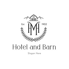 Willow Tree and Barn Logo Outline Design Environment