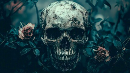 Dark Roses and Skull: A Gothic Still Life Photography