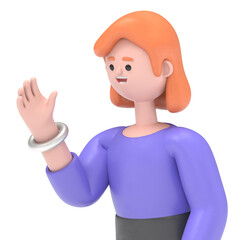 3D illustration of European businesswoman Ellen announcing.Transparent Background Mockup.Supports PNG files with transparent backgrounds.