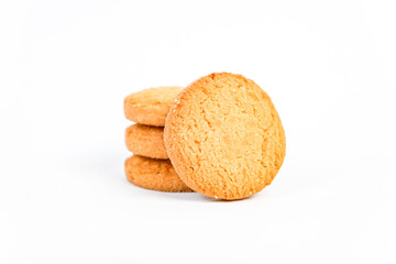 Stack of cookies on white background. sweet dessert biscuits