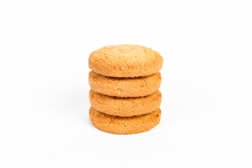 Stack of cookies on white background. sweet dessert biscuits