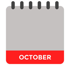 October Month Blank Calendar Template for Event Schedule, Planner Vector Illustration