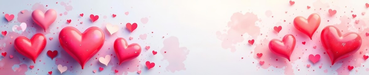 Vibrant watercolor beauty products and hearts backdrop, watercolor, customizable