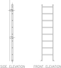silhouette design vector illustration sketch Ladder and stepladder for emergency stairs 