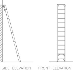 silhouette design vector illustration sketch Ladder and stepladder for emergency stairs