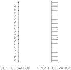 silhouette design vector illustration sketch Ladder and stepladder for emergency stairs 