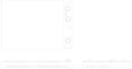 silhouette design vector illustration sketch of modern electric hob in Kitchen Cabinets set modern kitchen interior 