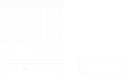 silhouette design vector illustration sketch of modern hob in Kitchen Cabinets set modern kitchen interior