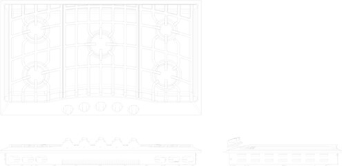 silhouette design vector illustration sketch of modern hob in Kitchen Cabinets set modern kitchen interior