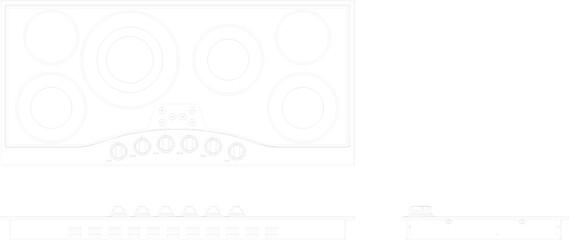 silhouette design vector illustration sketch of modern hob in Kitchen Cabinets set modern kitchen interior 