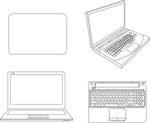 silhouette design vector illustration sketch of portable laptop for students and office workers