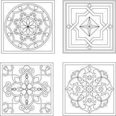 silhouette design vector illustration sketch ornament decoration wall decoration mandala rosette abstract modern natural floral classic vintage