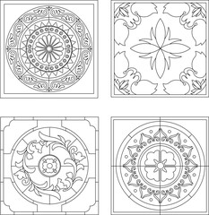 silhouette design vector illustration sketch ornament decoration wall decoration mandala rosette abstract modern natural floral classic vintage