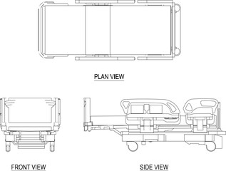 silhouette design vector illustration sketch of maternity medical beds for health clinic and hospital