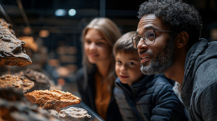 Family Explores Museum Fossils