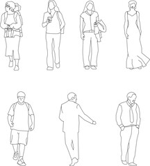 silhouette design vector illustration sketch of a group of people with all their activities