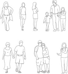 silhouette design vector illustration sketch of a group of people with all their activities 
