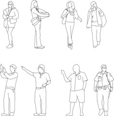 silhouette design vector illustration sketch of a group of people with all their activities 