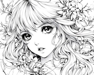 Anime Girl with Floral Crown