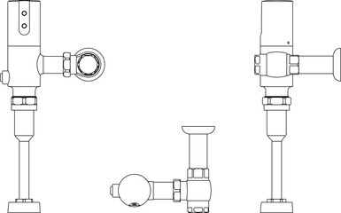 silhouette design vector illustration sketch Manual toilet flush meter