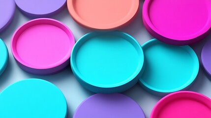 Colorful round shapes, vibrant pastel hues.
