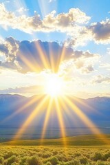 Radiant sunset over a field