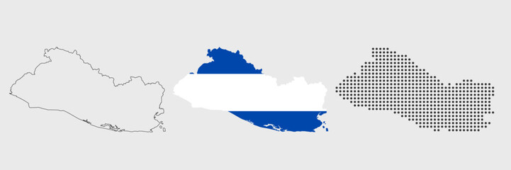 Obraz premium El Salvador map in various style outline, flag color, and dotted