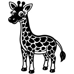 Giraffe Black and White Vector Design: Isolated on White Background