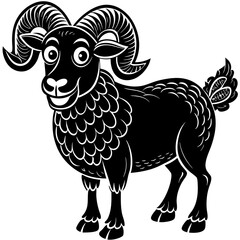 Cartoon Ram Illustration: Cute Farm Animal Character Vector Design Set

