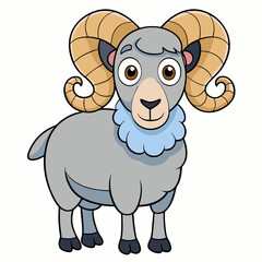Cartoon Ram Illustration: Cute Farm Animal Character Vector Design Set

