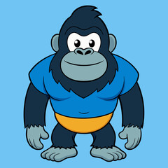 Cartoon Funny Gorilla Vector Design: Humorous Wild Animal Illustration