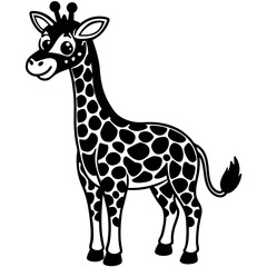 Fototapeta premium Giraffe Black and White Vector Design: Isolated on White Background